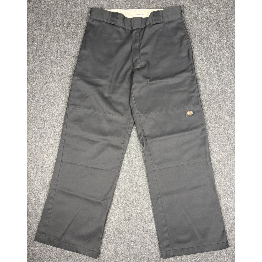 Dickies 85283BK Loose Fit Double Knee Work Pants Mens 32x30(30x29) Black Skater